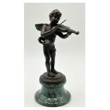 Bronze Cherub Playing the Violin Sculpture