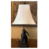 Adorable Bronzed Metal Rabbit Table Lamp 25"