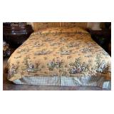 Custom Made King Size Quilted Bedspread, 2 Dusters
