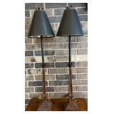 Pair of Tall Metal Table Lamps 38"