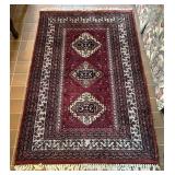 Burgundy & Black Area Rug with Fringe 49" x 76"