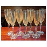 8 Bohemia Crystal Amber Luster Champagne Flutes