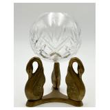 Small Crystal Globe Vase on Brass Swan Base