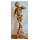 Life-Sized Italian Carved Wood Statue of Pan