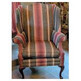 L. T. Designs Striped Wing Back Chair