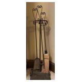 Bronzed Metal Fireplace Tool Set