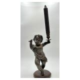 Vintage Bronze Cupid w/ Arrow & Candle Cup