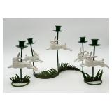 Metal Running Rabbits Candle Holder Set