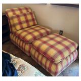 Red & Tan Plaid Accent Chair & Ottoman
