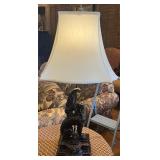 Very Nice Solid Bronze Griffin Figurine Lamp 33"