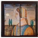 Antique HP Signed Italian Tile Art