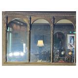 Large Vtg. Gold Ornate Three Panel Mirror 67x45.5