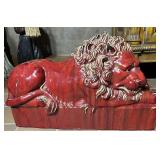 Vtg. Glazed Porcelain Resting Lion Sculpture 22x13