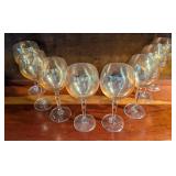 Set of 8 Amber-Hued Iridescent Wine Glasses