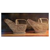 Vintage Wicker Wine Basket Caddies