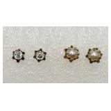 Diamond Chip & 12K GF Pearl Pierced Earrings