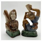 Vintage Chinoiserie Style Ceramic Monkey Figurines