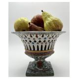 Chinese Porcelain Centerpiece Bowl w/ Faux Pears