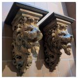 Pair of Figural Lion Head Corbels 14"