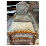 Gorgeous Vintage Reupholstered Chair W/ Foot Rest