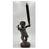 Vintage Bronze Cupid with Arrow & Candle Cup