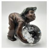 Fabius People Bronze Boy With Glass Ball