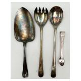 4 Vintage Silver Plated Service Pieces