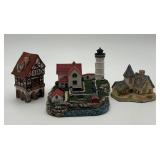 3 Miniature Ceramic Buildings