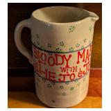 Vintage Stoneware Pitcher w/Bloody Mary Recipe