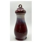 Signed Glazed Terracotta Vase with Lid