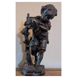 Auguste Moreau Bronze Boy & Tree Statue