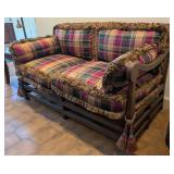 Vintage Wood Sofa w/Fancy Pillows