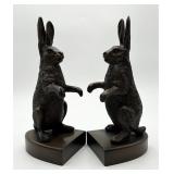 Pair of Metal Rabbit Bookends