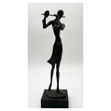 Brutalist Style Metal Flute Player Figurine