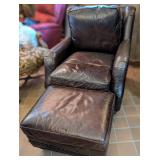 Rich Dark Leather Chair w/Ottoman