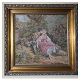 Vintage Framed French Aubusson Tapestry