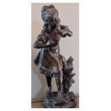 Auguste Moreau Bronze Girl w/Bird Statue