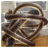 Large Amber Colored Knotted Glass Sculpture