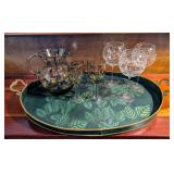 HP Metal Serving Tray w/Stems, Glasses, & Pitcher