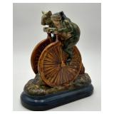 Vtg. Ceramic Frog & Mouse on a Penny Farthing Bike