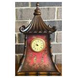 Gorgeous Vtg. Wooden Asian Pagoda Mantle Clock