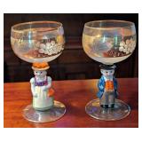 2 Vintage Hummel Gilt Wine Glasses
