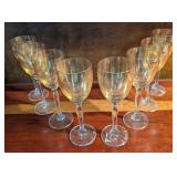 Set of 8 Amber-Hued Iridescent Wine Glasses