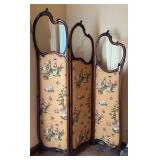 Art Nouveau Walnut & Glass Folding Screen
