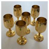 6 Gold Glass Goblets 7"