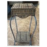 Antiqued Silver & Wicker Plant Stand