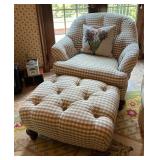 Pink & Green Plaid Accent Chair & Ottoman
