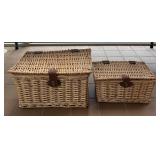 2 Lidded Wicker Baskets