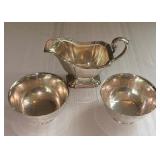 Silver Plated Gravy Dish & 2 Candy Dishes