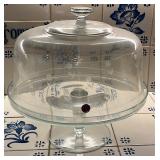 Unique Glass Etched Flowers Cake Dish
